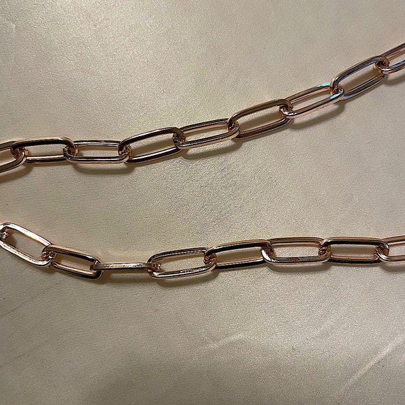 Set of 3 of Paperclip Chain Link Necklaces- 1 ea Gold, Rose-gold & Silver - Picture 8 of 9